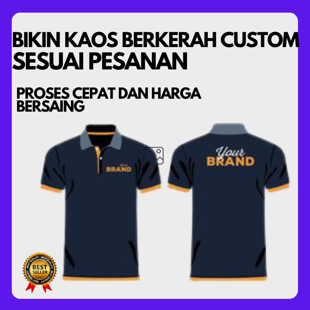 Kaos Polo shirt Berkerah Pria Wanita Sablon Bordir Polos Kombinasi Baseball Komunitas Custom