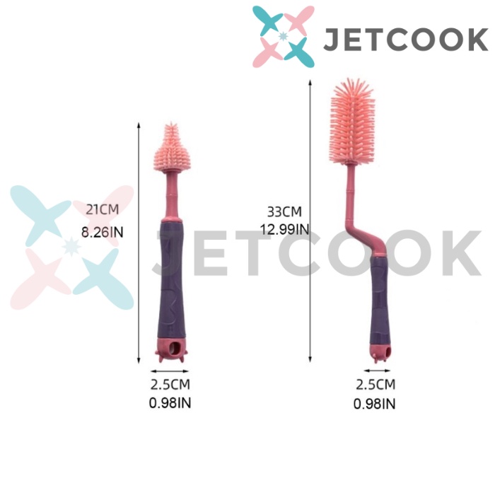 Jetcook 3 in 1 Silicone Bottle Brush Sikat Silikon Botol Bayi &amp; Nipple Dot