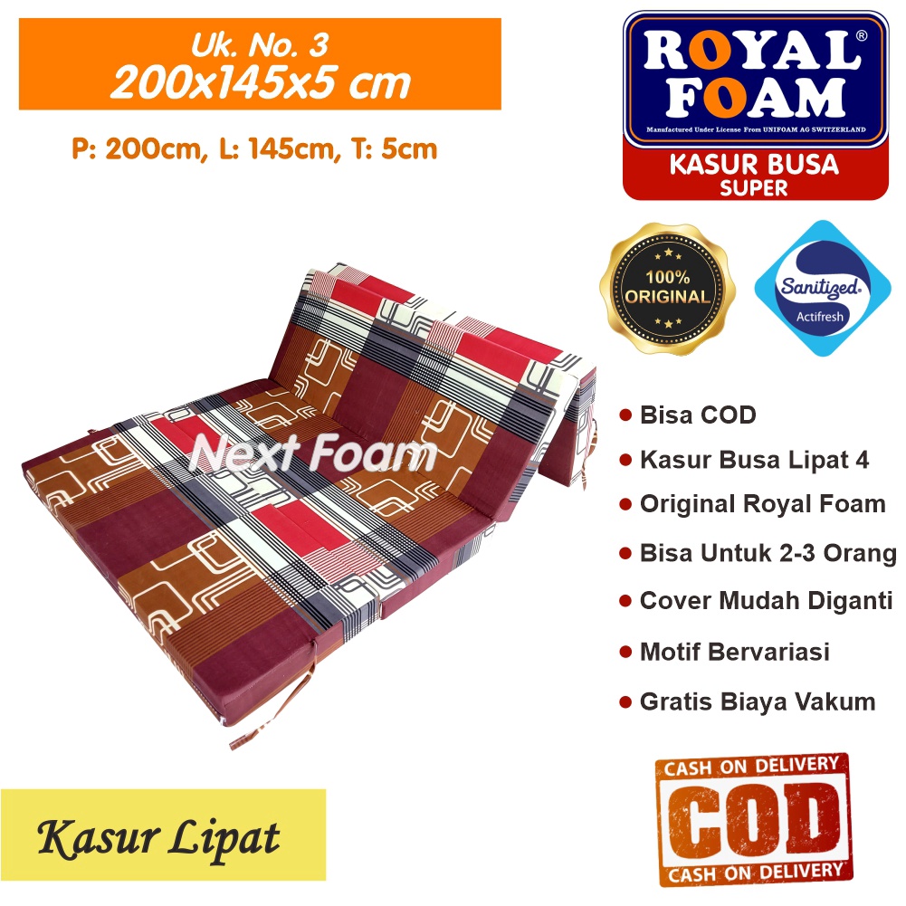 Kasur Busa Lipat Royal Foam Ukuran No 3 200x145x5 cm Tebal 5 cm D23 ORIGINAL