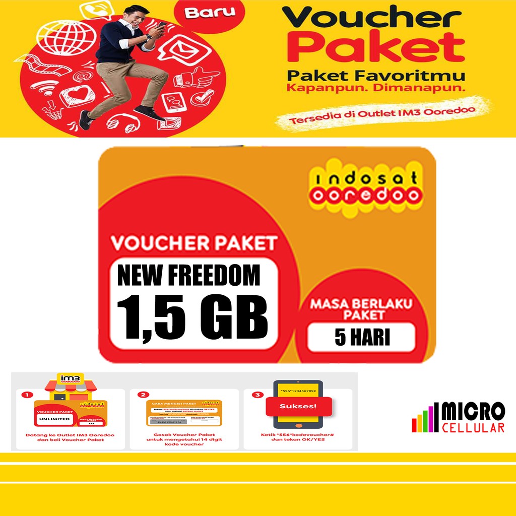 Voucher Isi Ulang Kuota Indosat Freedom 1 5 Gb 5 Hari Reguler 24 Jam Lokal Data Sumatera Selatan Shopee Indonesia