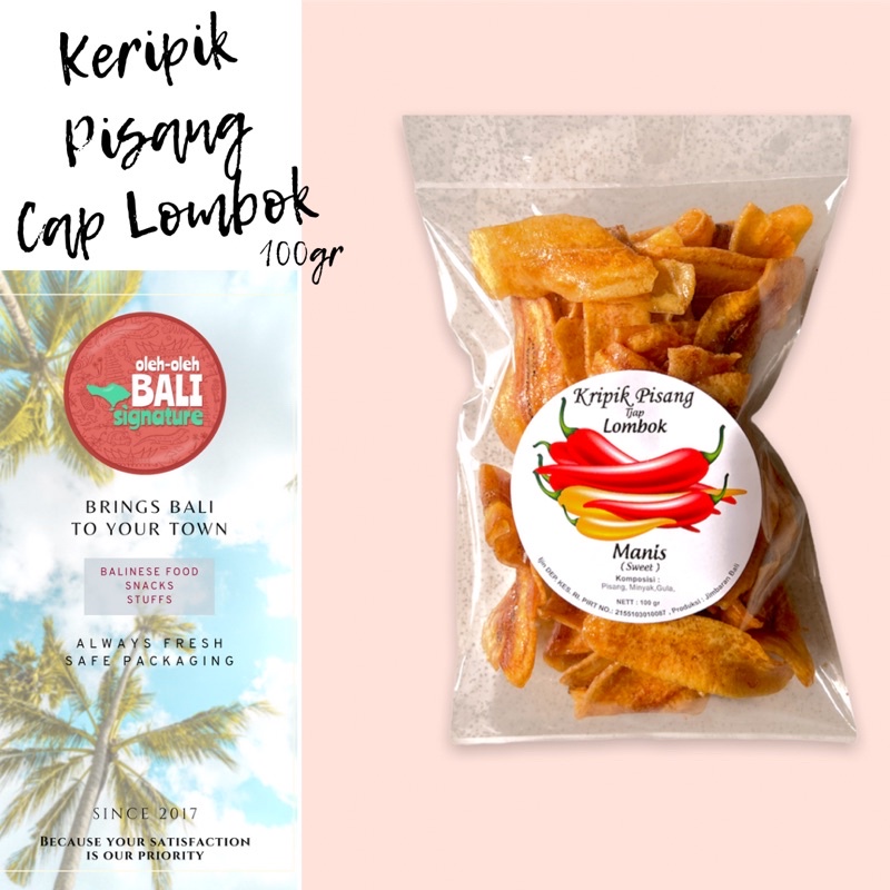 

Keripik Pisang Manis Cap Lombok Bali 100gr / Keripik Pisang Tjap Lombok