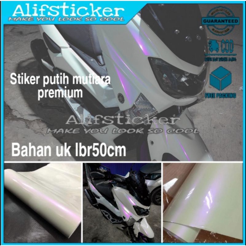 Stiker Skotlet Putih Mutiara Doff Skotlet Bunglon Putih Lebar 50cm Sticker Sepeda Motor Putih Tulang