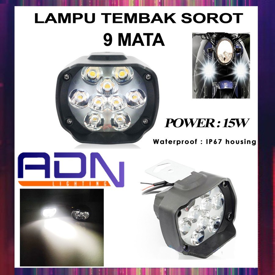 Lampu Tembak Sorot 9 Titik Laser Gun Superbright Motor Mobil by ADN.in