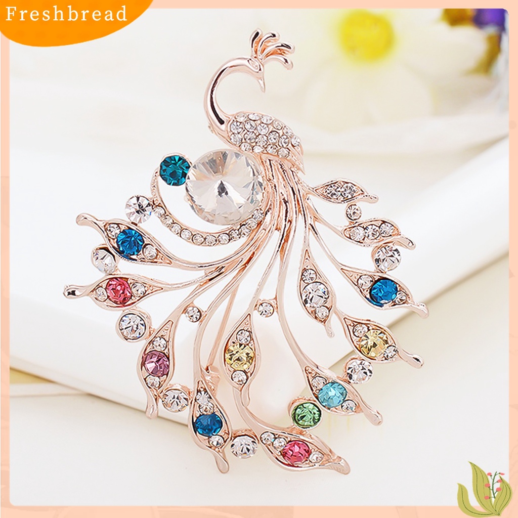 [ TERLARIS]Women Peacock Shape Rhinestone Inlaid Brooch Pin Breastpin Collar Hat Jewelry