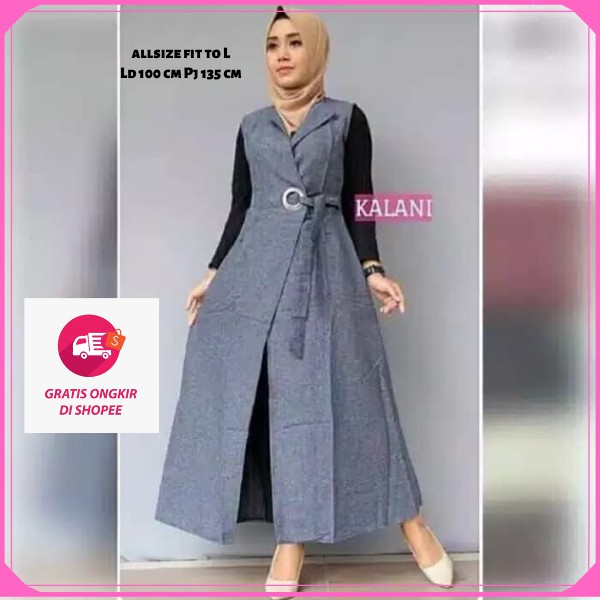 OUTER PANJANG KEKINIAN TANPA LENGAN WANITA CAPE KALANI