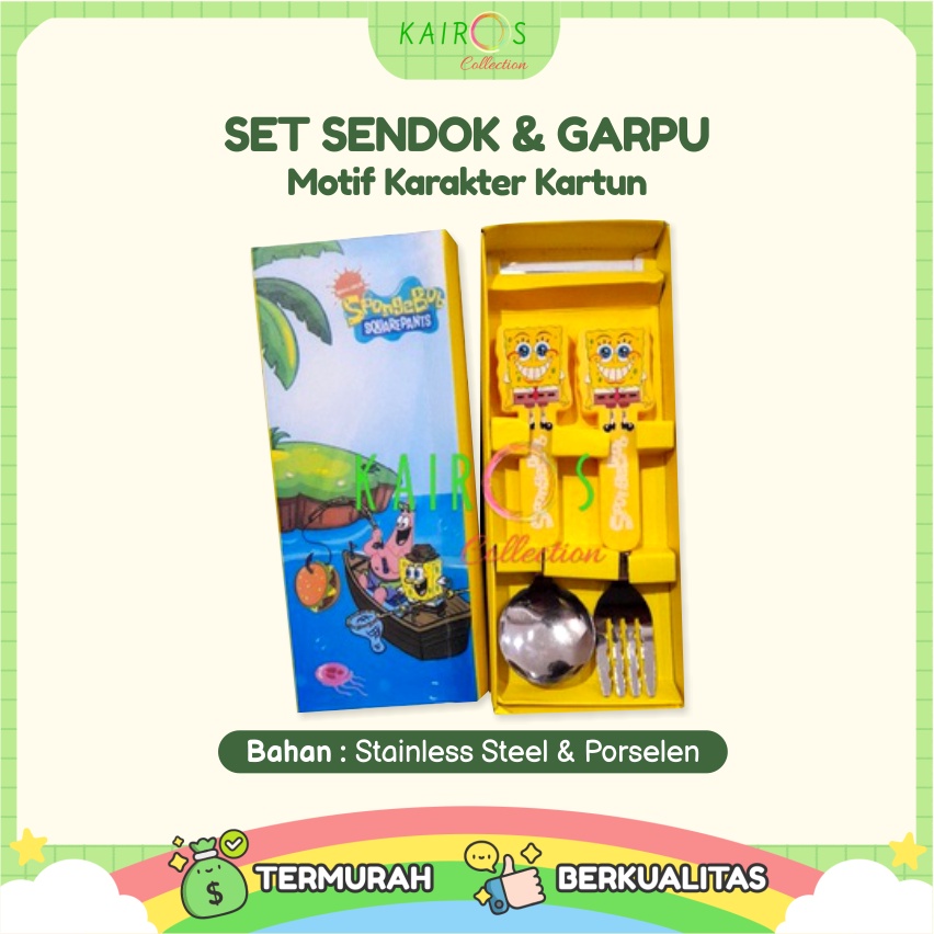 Alat Makan Set Sendok dan Garpu Anak Karakter Kartun Lucu