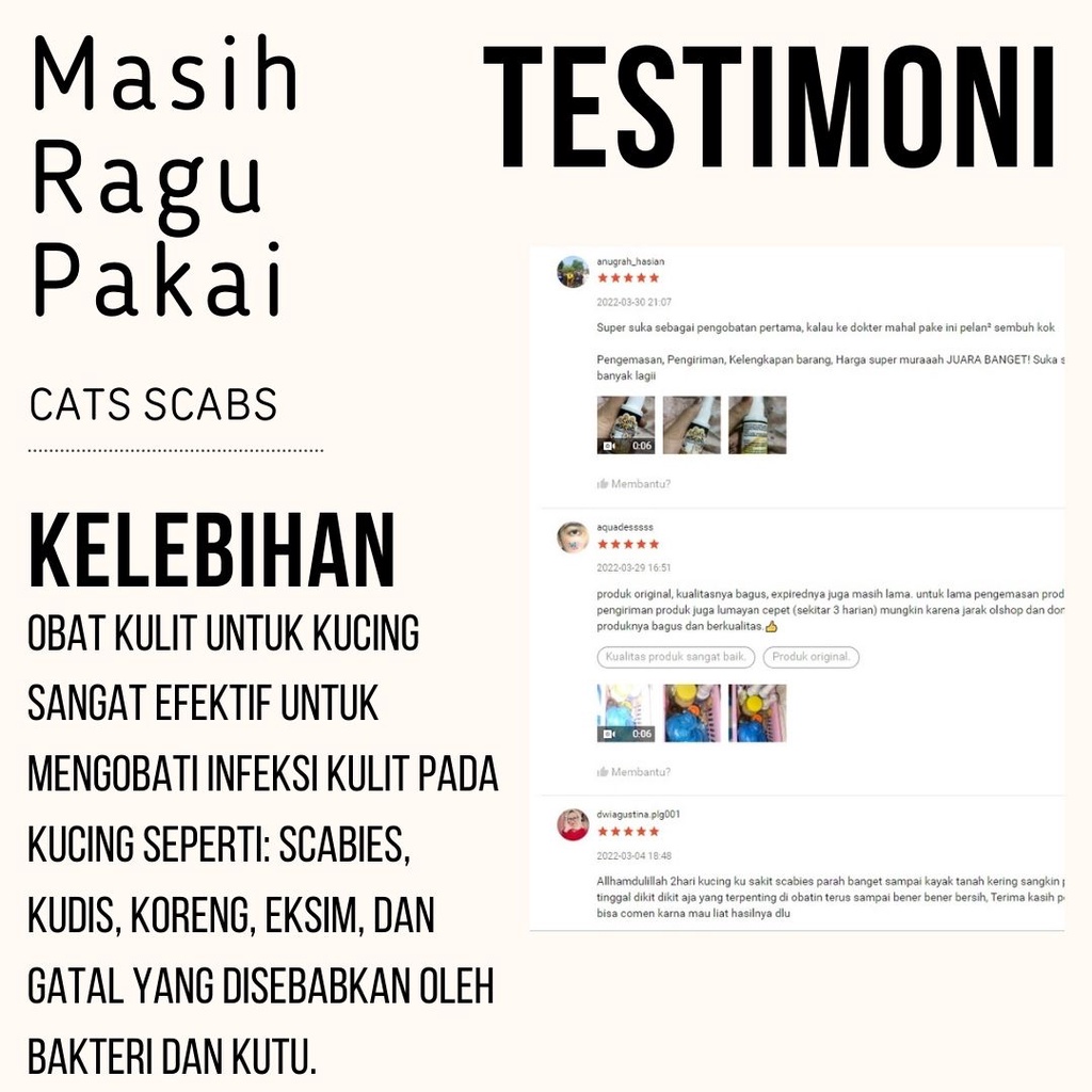 Scab Cats Obat Anti Jamur Kucing Infeksi Kulit Scabies Cat Ampuh Aman Terjilat Kucing FEZONE