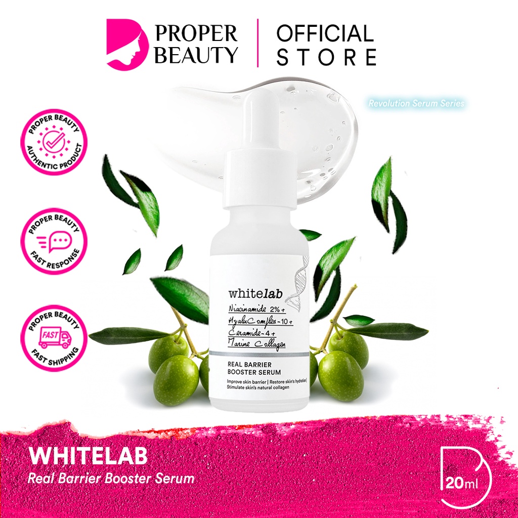 WHITELAB Real Barrier Booster Serum Indonesia / Facial Wash Hydrating Essence Toner Ampoule Day Night Underarm Eye Cream Sunscreen Clay Mask Masker Gel Body Soap / Face Acne Brightening Mugwort Heartleaf Niacinamide Wajah Lengkap Set Sabun Krim Pelembab