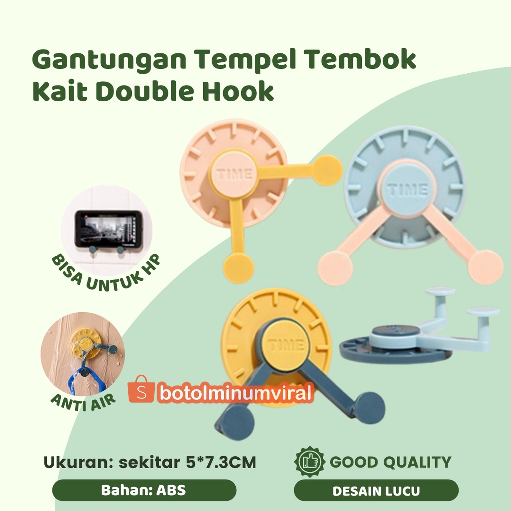 Gantungan Kunci Mobil Dinding Tempel Tembok Kait Double Hook Gantungan Tempel