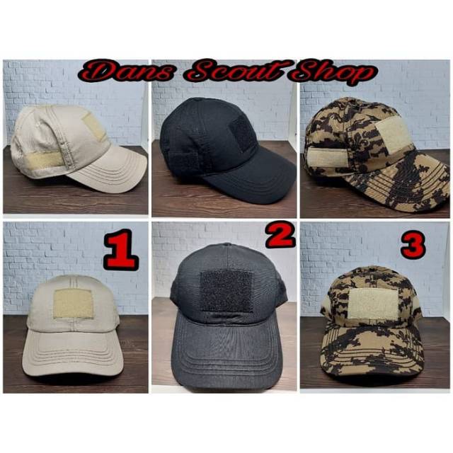 Topi tactical velcro loreng cream dan hitam