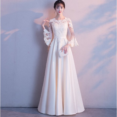 Elegant Pregnant Women Long Sleeves Evening Dresses A-line Lace Tulle Party Formal Dress Long 2020