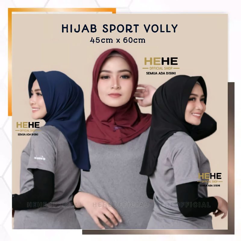 Jilbab Sport / Hijab OlahRaga / Volley / Voli / Training / Hijab Instan / Warna Hitam Putih Milo Nav