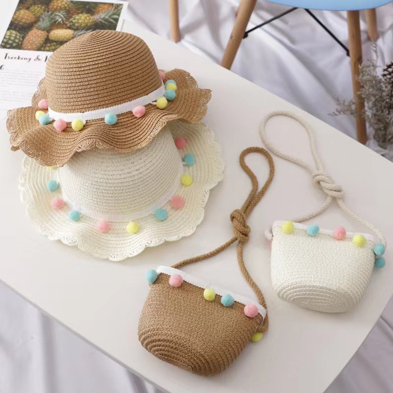 Topi Pantai Anak-Anak Bahan Jerami Musim Panas Korean Fashion Kids