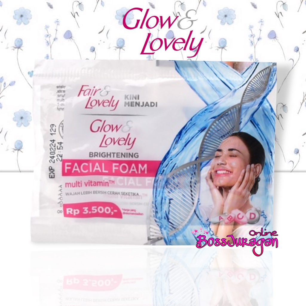 (BOSS) (sachet) Fair &amp; Lovely - Glow &amp; Lovely Brightening Facial Foam 9 gr - Multi Vitamin 7,5gr- Vitamin C