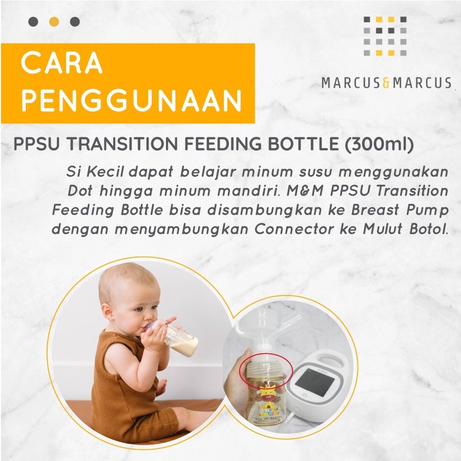 Marcus &amp; Marcus - PPSU Transition Feeding Bottle (300ml) -Giraffe Pink