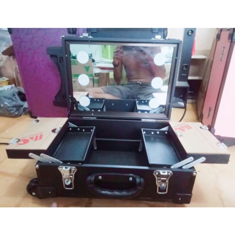 Beauty case Makeup Full Cermin + Tutup Akrilik Lampu Flatt Tanam