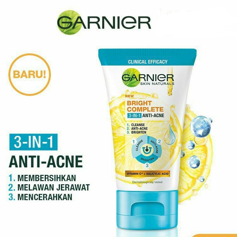 Garnier Bright Complete 3-in-1 Anti Acne Cleanser | Face Wash Cleanser by AILIN