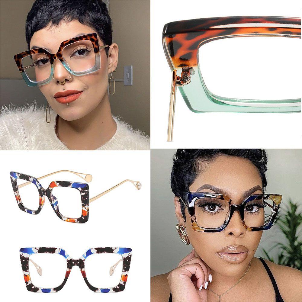 Lily Square Kacamata Wanita Kecantikan Oversized Female Spectacles Vintage Sunglasses Frame