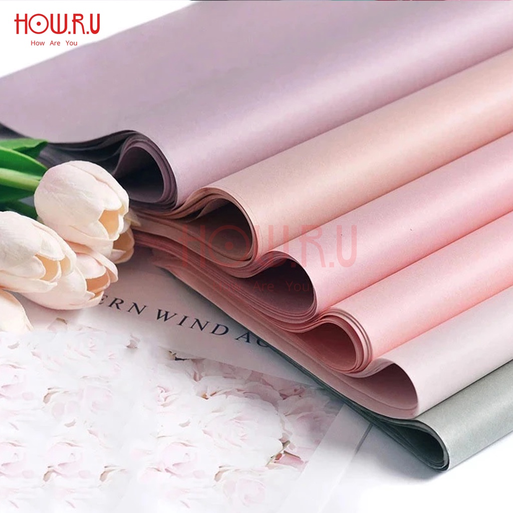 HOW.R.U | 20pcs - Kertas Buket Bunga Cellophane Flower Wrapping Polos Warna Pastel