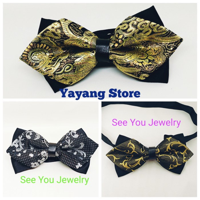 BOWTIE / DASI KUPU KUPU PRIA BIRU NAVY CORAK BUNGA PREMIUM IMPOR MURAH TERBARU