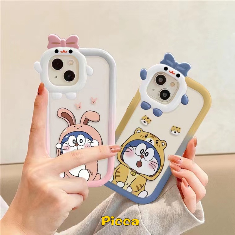 Case TPU Motif Kartun Doraemon 3D Untuk IPhone 7 8 14 Plus 13 11 12 14 Pro MAX XR X 6 6S Plus XS MAX SE