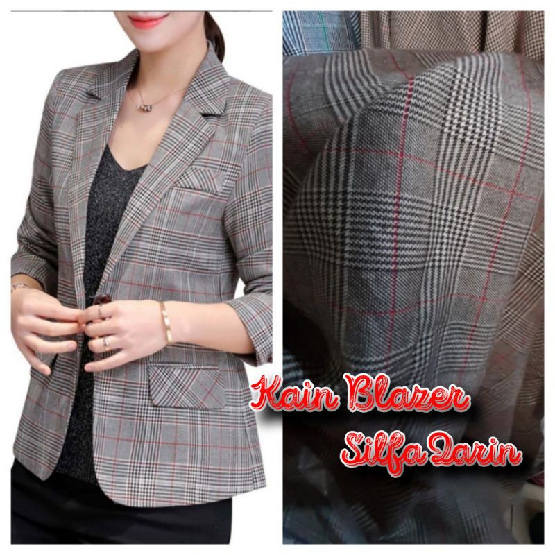 Kain Blazer Kotak Semi Wool / Bahan Kain Kotak Semi Wool / Blazer Semi Wool (Harga Per 0.5 Meter)