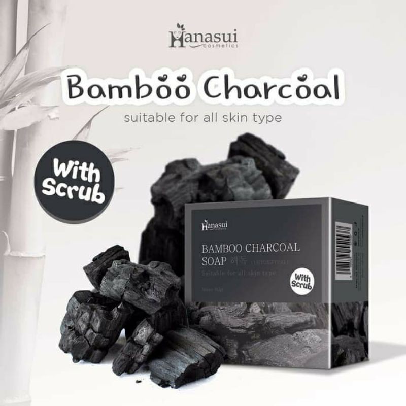 HANASUI BAMBOO CHARCOAL SOAP - BAMBOO CHARCOAL WITH SCRUB - 60gr