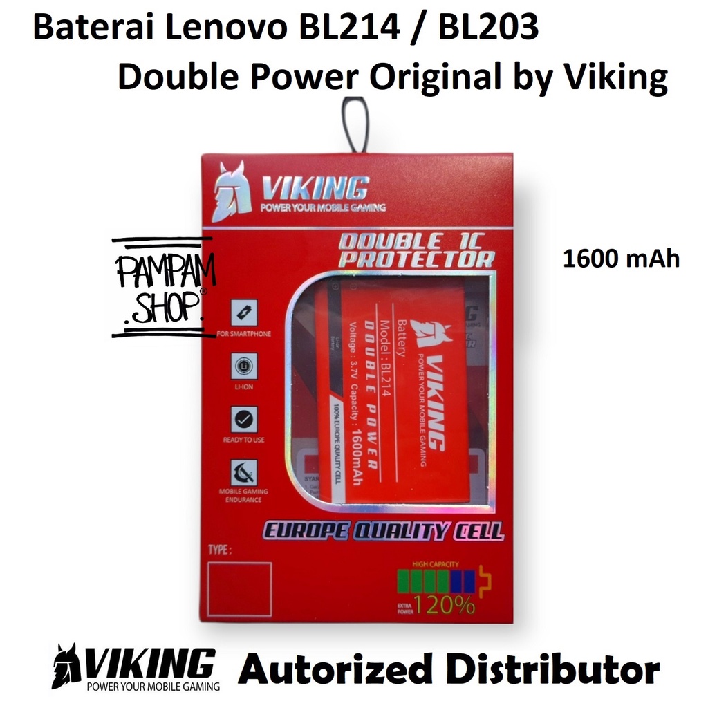 Baterai VIKING Double Power Original Lenovo BL203 A369 A369i A66 A278 A278T A308T A365E Batre Batrai