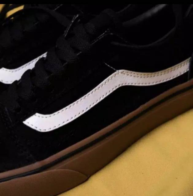 SEPATU WOLF X VANS AUTHENTIC FULL BLACK HITAM POLOS WHITE PUTIH OLDSKOOL ERA SK8-Hi  BLACK GUM WHITE STRIPES