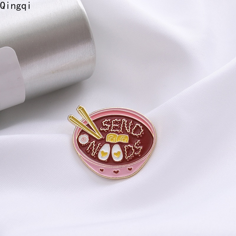 Bros Pin Enamel Desain Kartun Makanan Mie Warna Pink Untuk Aksesoris Tas