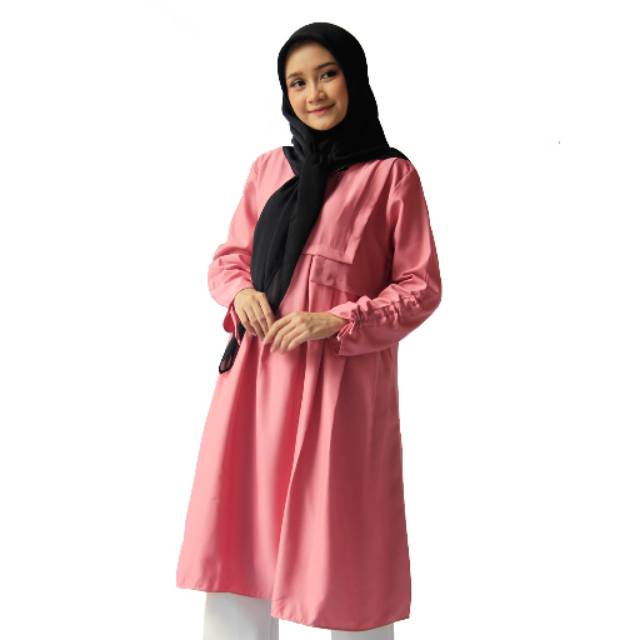 Tunik Rampel dusty pink | tunik polos dusty pink