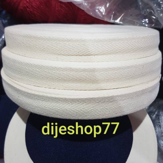Pita katun blacu Premium Tebal lebar 2,5cm / cotton twill tape 2,5 cm / benang katun goni / bisban