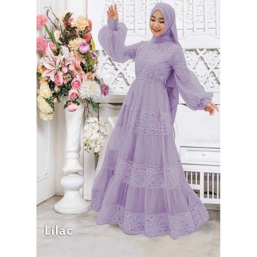 HELLEN DRESS | TERMURAH GAMIS BRUKAT JUMBO KEKINIAN MODEL LONG DRESS MUSLIM GAMIS 2022 TERBARU BAJU 