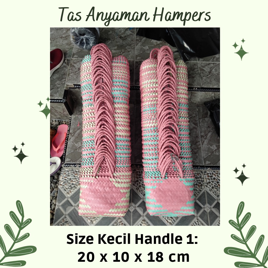 Tas Anyaman Plastik Hampers Lurik Kecil Handle 1 Tas Souvenir Keranjang Jinjing Tas Wanita Parcel Hantaran Belanja Pasar