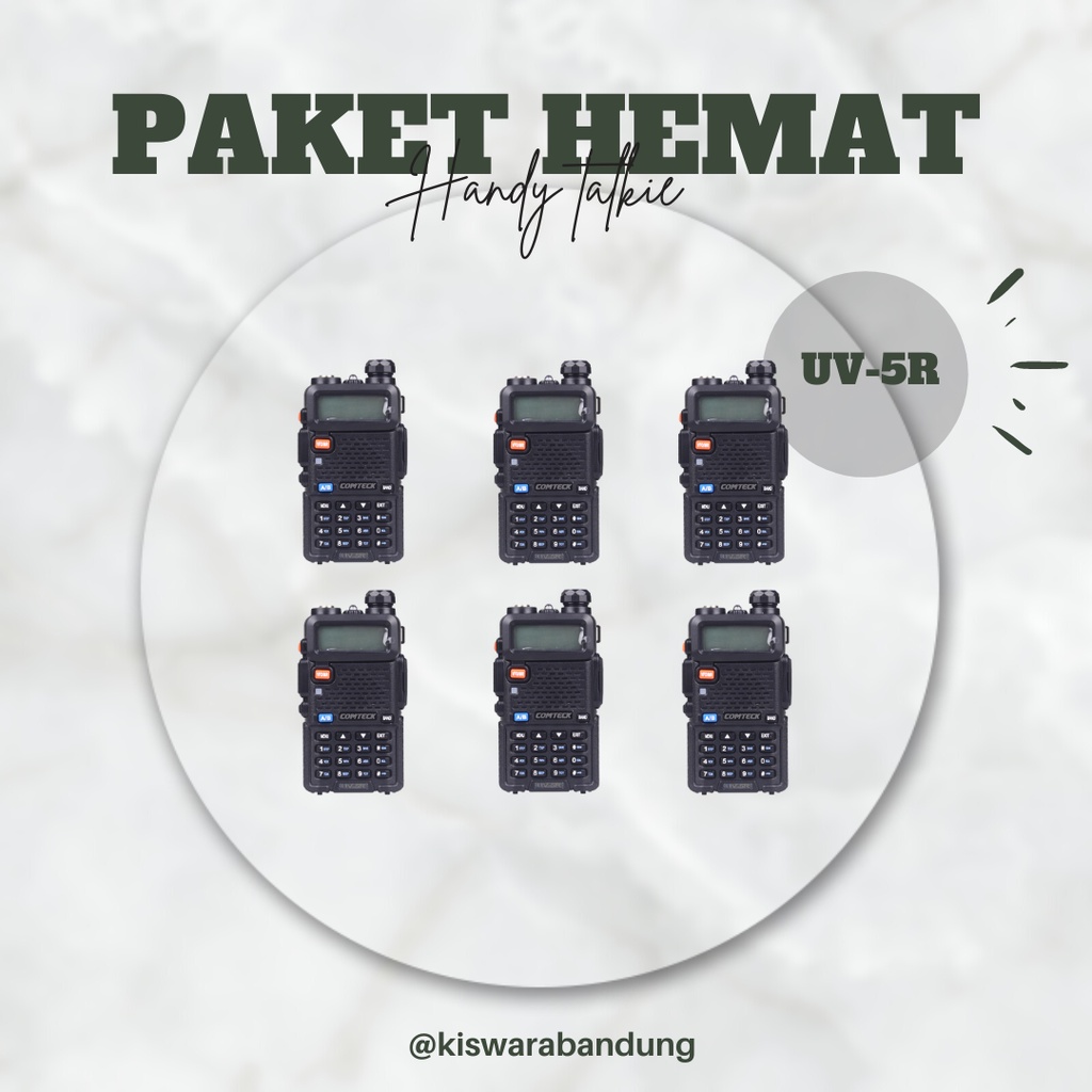 Paket 6 Unit Radio HT Handy Talkie UV-5R Dual Band VHF - UHF