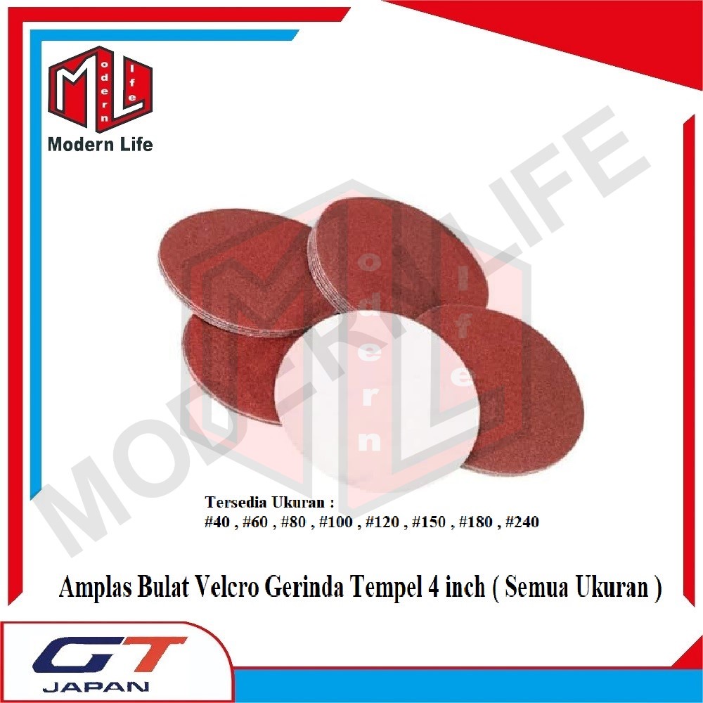 Amplas Bulat Velcro 4 inch Grit 180 Amplas Tempel Gerinda 4&quot; Grip 180