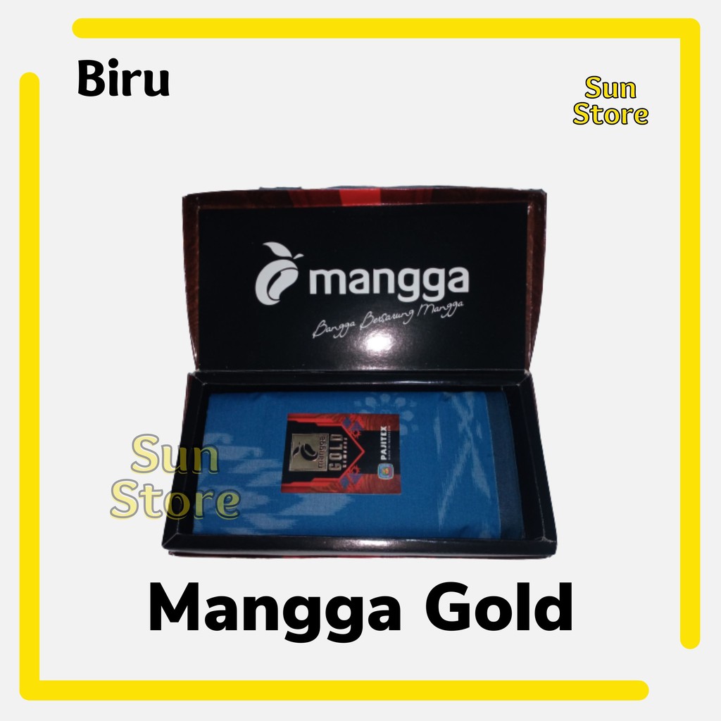 Sarung Tenun Mangga Gold Kembang Warna Biru Original Premium