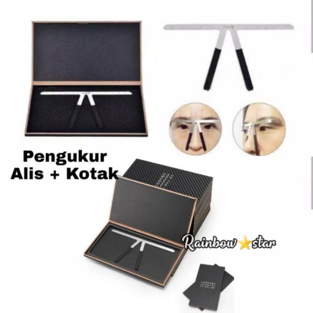 Penggaris Cetakan Alis / Pengukur Sulam Alis + Kotak / Eyebrow Balance Ruler Measure Shaping Tool