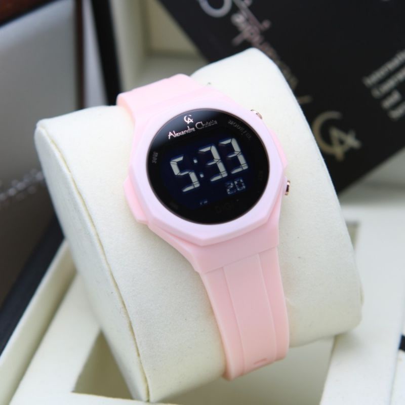 JAM TANGAN WANITA DIGITAL ALEXANDER CHRISTIE AC 9359 PINK ORIGINAL