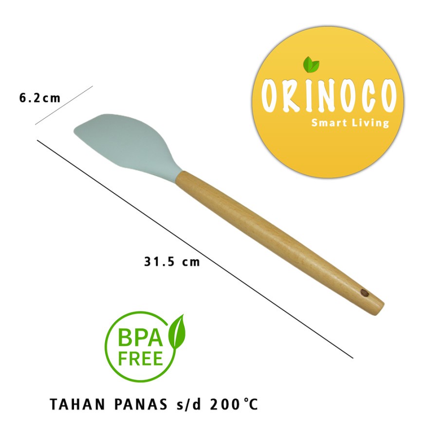 Alat Masak Silicone Or-203 Gagang Kayu Tahan Panas Warna Tosca-3
