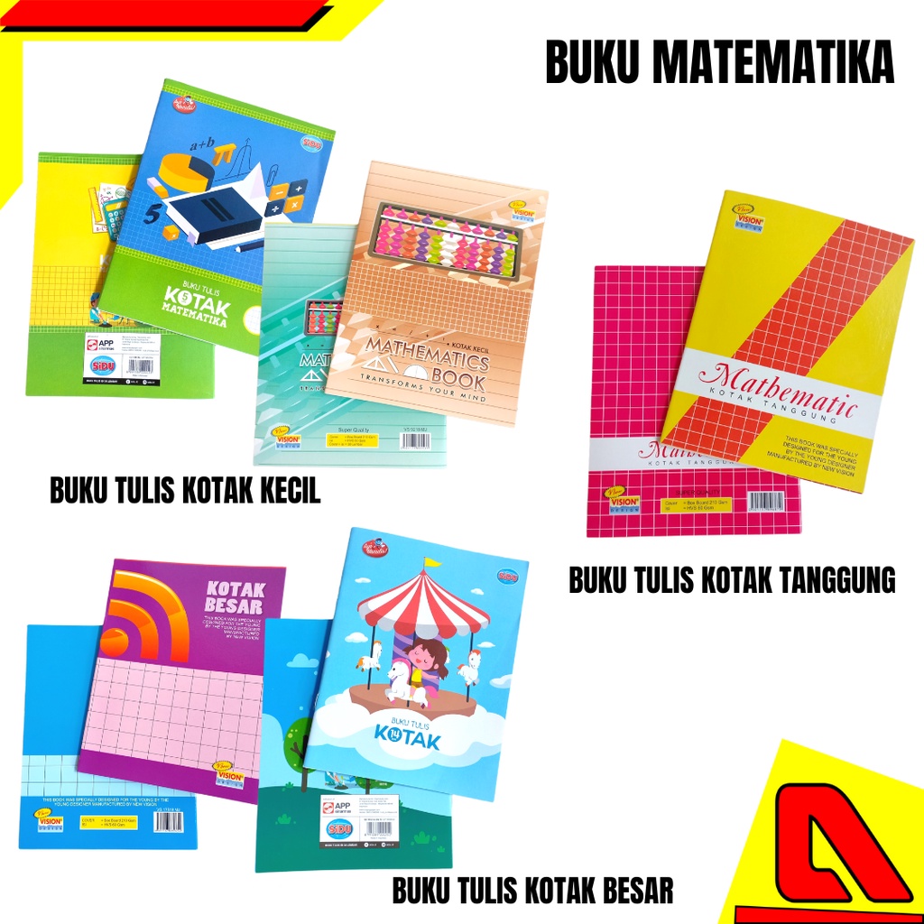 

BUKU TULIS KOTAK BUKU KOTAK KECIL STRIMIN / BUKU KOTAK TANGGUNG / BUKU KOTAK BESAR / BUKU TULIS KOTAK SIDU VISION ECER MURAH