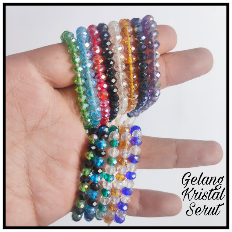 Gelang kristal tali serut / gelang kristal kecil serut