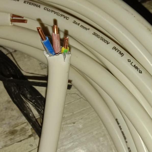 ✰ Kabel Listrik Kawat Putih NYM 3 x 4 3x4 Eterna (Meteran) Kabel NYM 3 x 4mm 3x4mm Eterna (Meteran) 