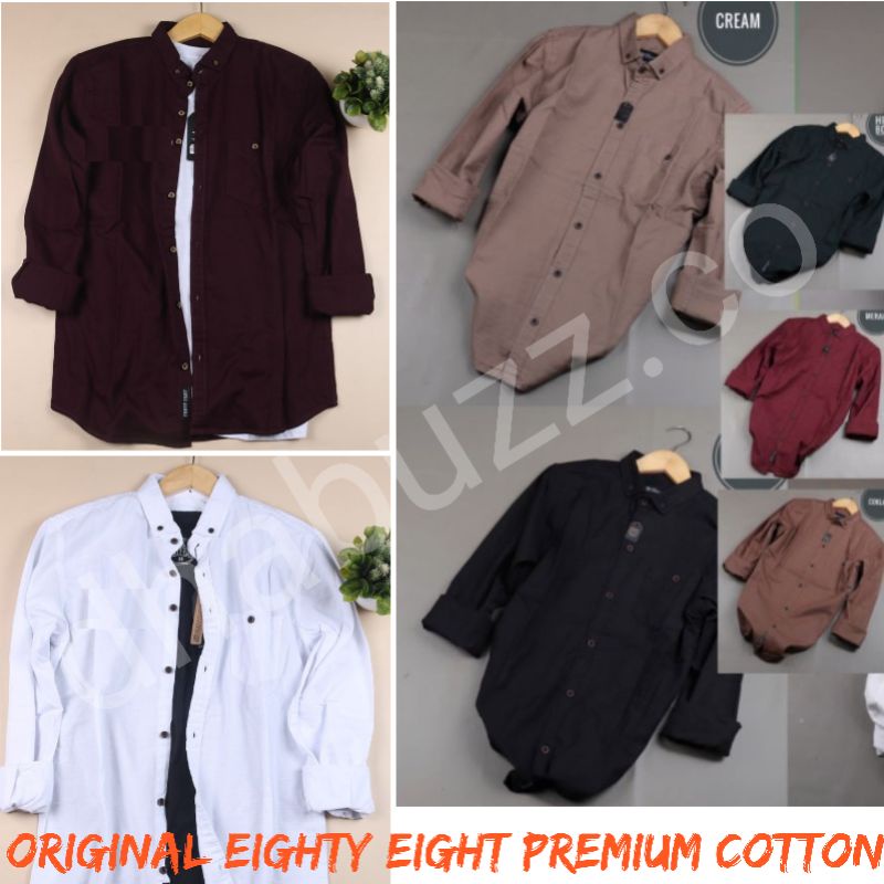 BAJU KEMEJA KERJA KERAH PRIA CASUAL FORMAL POLOS LENGAN PANJANG ORIGINAL TERBARU EIGHTYEIGHT