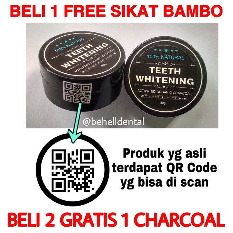 ASLI PEMUTIH GIGI ALAMI TEETH WHITENING ACTIVATED CARBON CHARCOAL ARANG PASTA GIGI KARBON AKTIF