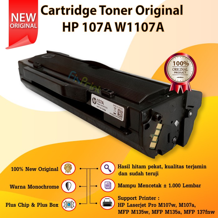 Cartridge Toner Original HP 107A W1107A Printer Laserjet Pro M107w M107a MFP M135w M135a M137fnw