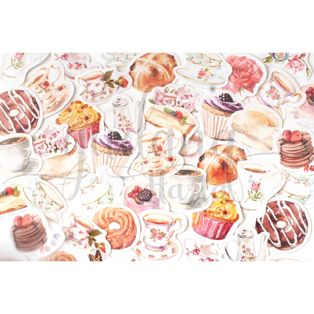 Stiker Afternoon Tea Time Cangkir Cake DIY Sticker Scrapbook GH 303357