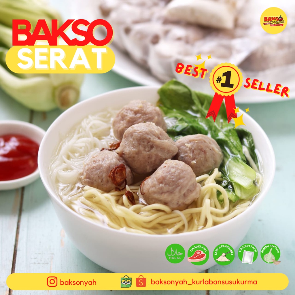 

BAKSO SAPI SERAT FROZEN HOMEMADE (350 gram/ 20 butir)