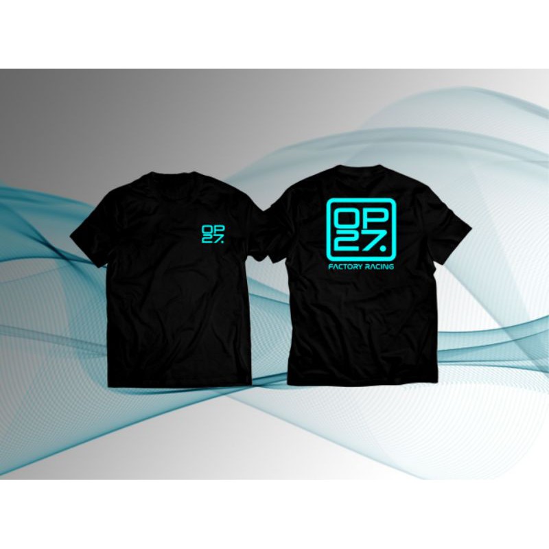 Tshirt kaos op27 factory blue neon #020