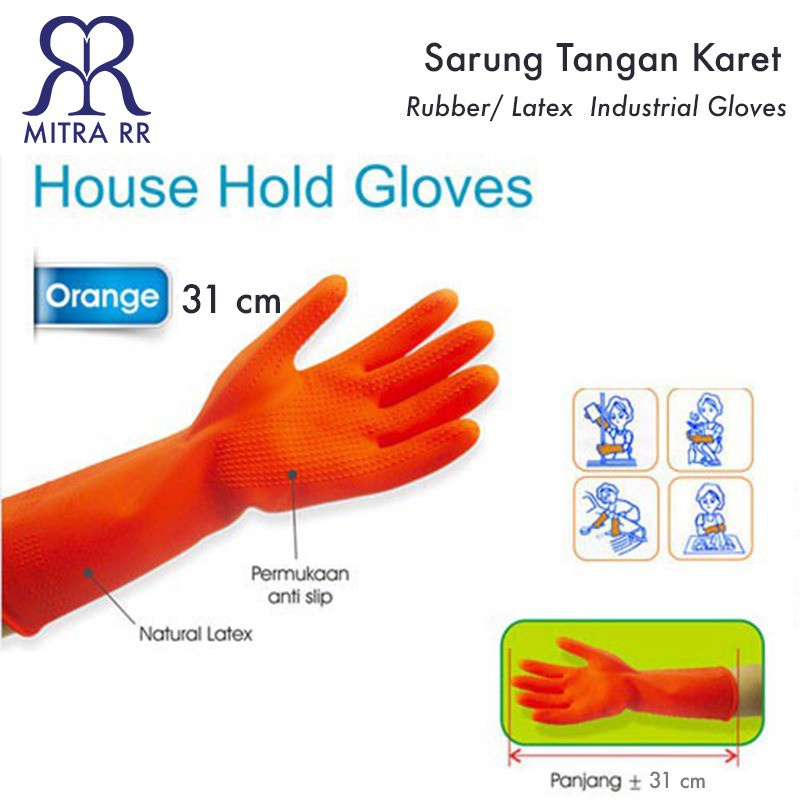 Sarung Tangan Latex Sarung Tangan Karet Anti Air Gloves Industrial 12 Pasang (1 Lusin)